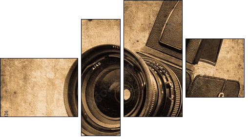 photo camera - Vierteiliges Leinwandbild, Viertychon