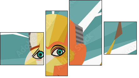 cubist portrait of a painter - Vierteiliges Leinwandbild, Viertychon