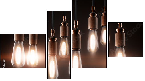 vintage light bulbs - Vierteiliges Leinwandbild, Viertychon