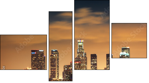Downtown Los Angeles skyline - Vierteiliges Leinwandbild, Viertychon