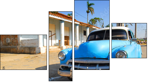 oldtimer car in cuba - Vierteiliges Leinwandbild, Viertychon