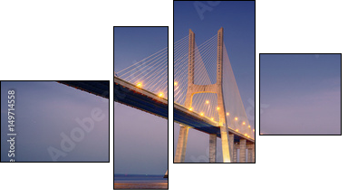 sunrise on Vasco da Gama bridge - Vierteiliges Leinwandbild, Viertychon