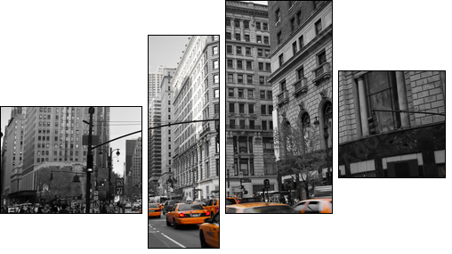 Taxies in Manhattan - Vierteiliges Leinwandbild, Viertychon