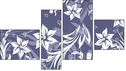 seamless floral background - Vierteiliges Leinwandbild, Viertychon