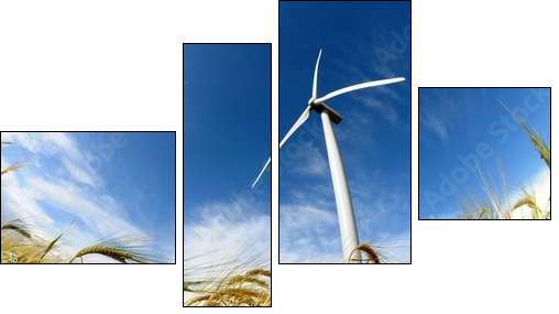 Wind turbine - renewable energy source - Vierteiliges Leinwandbild, Viertychon