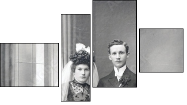 Brautpaar 1912 - bridal couple 1912 - Vierteiliges Leinwandbild, Viertychon