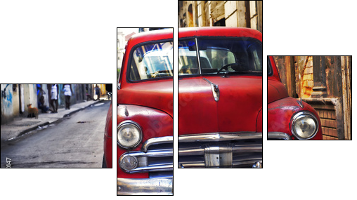 Old havana car - Vierteiliges Leinwandbild, Viertychon