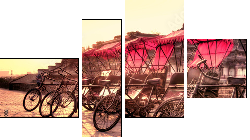 Xi'an / China  - Town wall with bicycles - Vierteiliges Leinwandbild, Viertychon