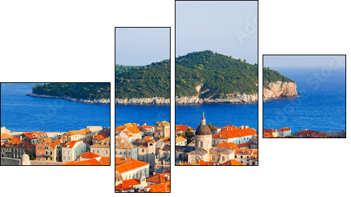 Town Dubrovnik and island in Croatia - Vierteiliges Leinwandbild, Viertychon