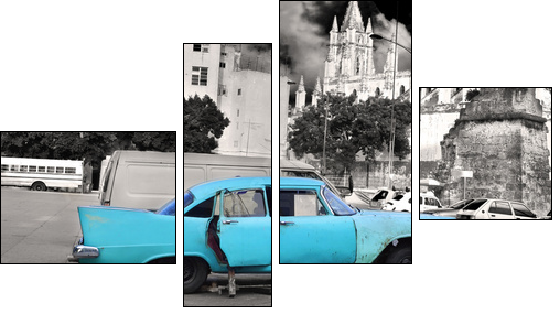 Old Havana car - Vierteiliges Leinwandbild, Viertychon
