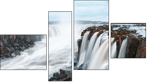 Famous Selfoss waterfall - Vierteiliges Leinwandbild, Viertychon