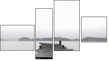Jetty into a Mountain Lake - Vierteiliges Leinwandbild, Viertychon
