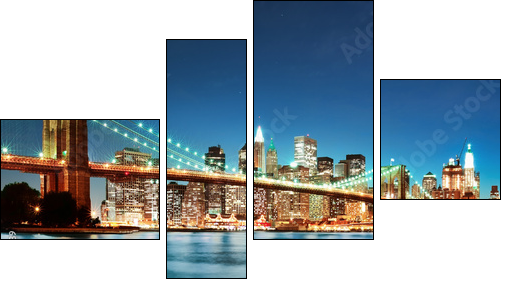 Brooklyn bridge at night - Vierteiliges Leinwandbild, Viertychon