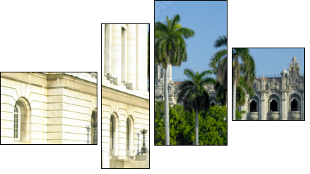 old car in front of Capitol Building, Old Havana, Cuba - Vierteiliges Leinwandbild, Viertychon