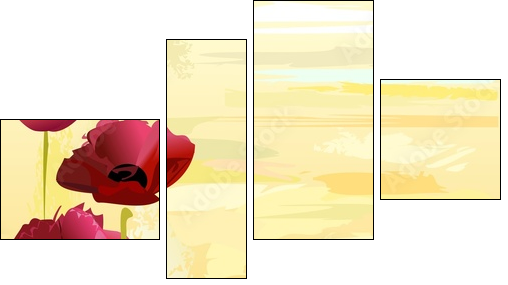 Painted poppies background - Vierteiliges Leinwandbild, Viertychon