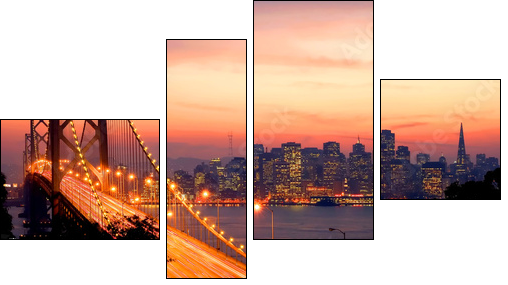 San Francisco Sunset - Vierteiliges Leinwandbild, Viertychon