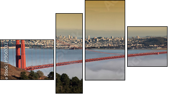 photo of the golden gate bridge at evening - Vierteiliges Leinwandbild, Viertychon