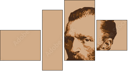 Van Gogh - peintre - portrait - personnage célèbre - Vincent Van Gogh - artiste peintre - - Vierteiliges Leinwandbild, Viertychon