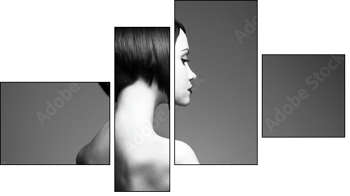 Elegant lady with stylish hairstyle - Vierteiliges Leinwandbild, Viertychon