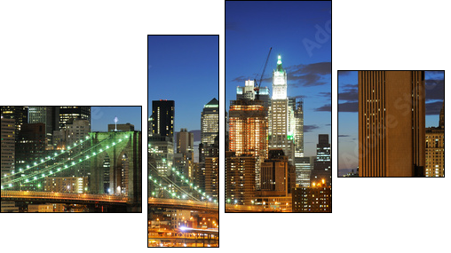 New york Manhattan bridge after sunset - Vierteiliges Leinwandbild, Viertychon