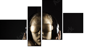 gold bodypainted girl - Vierteiliges Leinwandbild, Viertychon