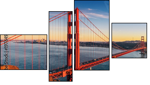 Golden Gate bridge, San Francisco California - Vierteiliges Leinwandbild, Viertychon