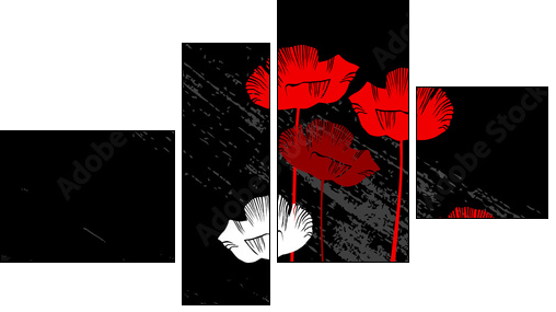 floral background, poppy with a space for your text - Vierteiliges Leinwandbild, Viertychon