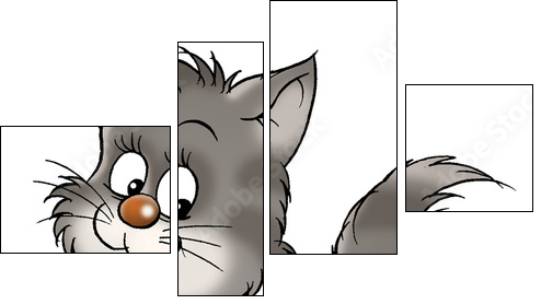small grey kitten - Vierteiliges Leinwandbild, Viertychon