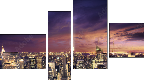 New york skysrcrapers - bussines buildings background - Vierteiliges Leinwandbild, Viertychon
