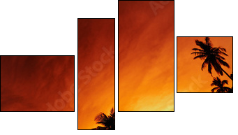 Tropical beach at sunset - Vierteiliges Leinwandbild, Viertychon