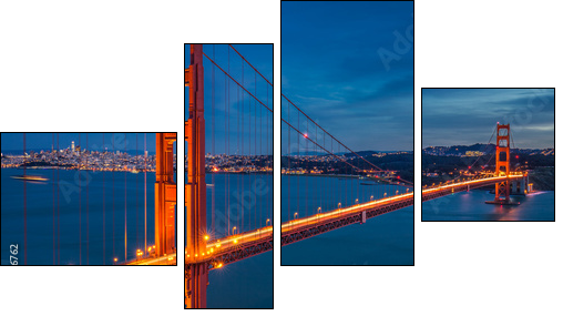 Golden gate bridge - Vierteiliges Leinwandbild, Viertychon