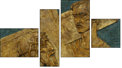 Simon of Cyrene carries the cross - Vierteiliges Leinwandbild, Viertychon