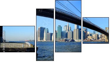brooklyn bridge and lower manhattan panoramic view, new york - Vierteiliges Leinwandbild, Viertychon