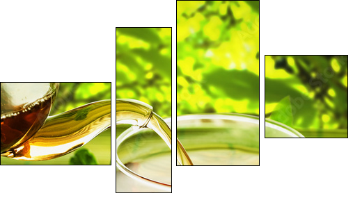 Pouring Healthy Tea - Vierteiliges Leinwandbild, Viertychon