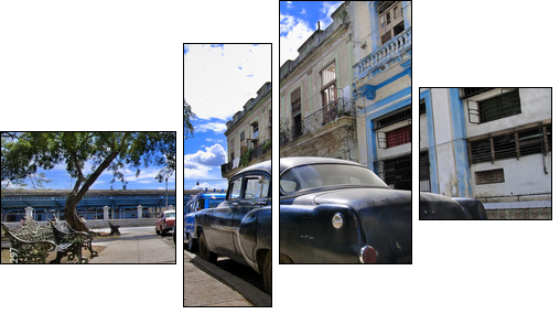 Havana Street with Oldtimer - Vierteiliges Leinwandbild, Viertychon
