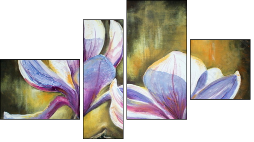 Magnolia flowers.My own artwork. - Vierteiliges Leinwandbild, Viertychon