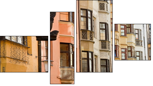 Row of old colorful buildings - Vierteiliges Leinwandbild, Viertychon