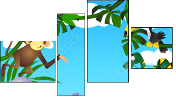 Wild animal in the tropical jungle - Vierteiliges Leinwandbild, Viertychon