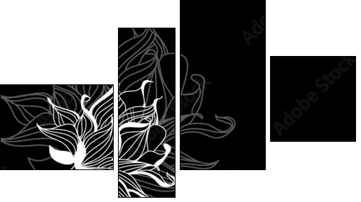 White flowers - Vierteiliges Leinwandbild, Viertychon