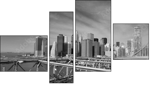 Brooklyn Bridge Taxi, New York - Vierteiliges Leinwandbild, Viertychon