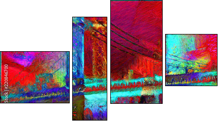 Manhattan bridge - Vierteiliges Leinwandbild, Viertychon
