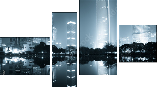 night view of shanghai - Vierteiliges Leinwandbild, Viertychon