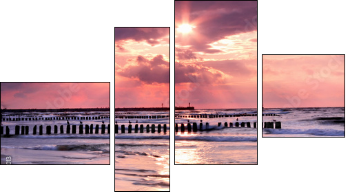 Calmness.Beautiful sunset at Baltic sea. - Vierteiliges Leinwandbild, Viertychon