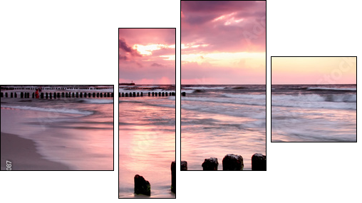 Calmness.Beautiful sunset at Baltic sea. - Vierteiliges Leinwandbild, Viertychon