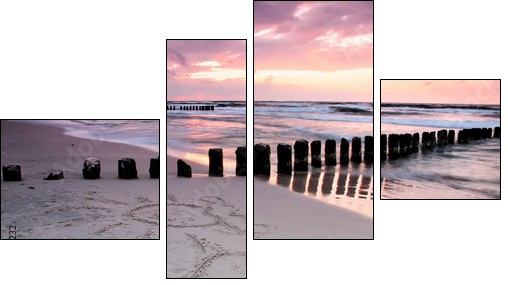 Calmness.Beautiful sunset with symbol of love. - Vierteiliges Leinwandbild, Viertychon