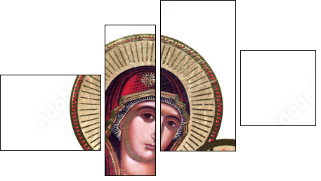russian icon of 19th century, Virgin Mary and Jesus - Vierteiliges Leinwandbild, Viertychon