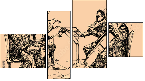 musician quartet - Vierteiliges Leinwandbild, Viertychon