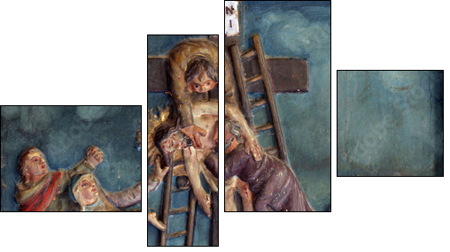 Jesus' body is removed from the cross - Vierteiliges Leinwandbild, Viertychon