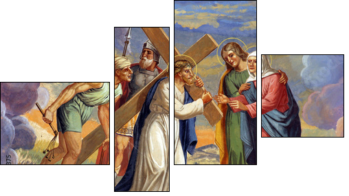 Jesus meets His Mother - Vierteiliges Leinwandbild, Viertychon