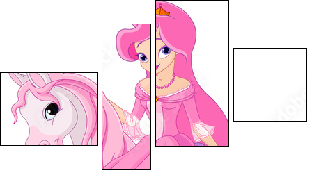 Princess riding horse - Vierteiliges Leinwandbild, Viertychon
